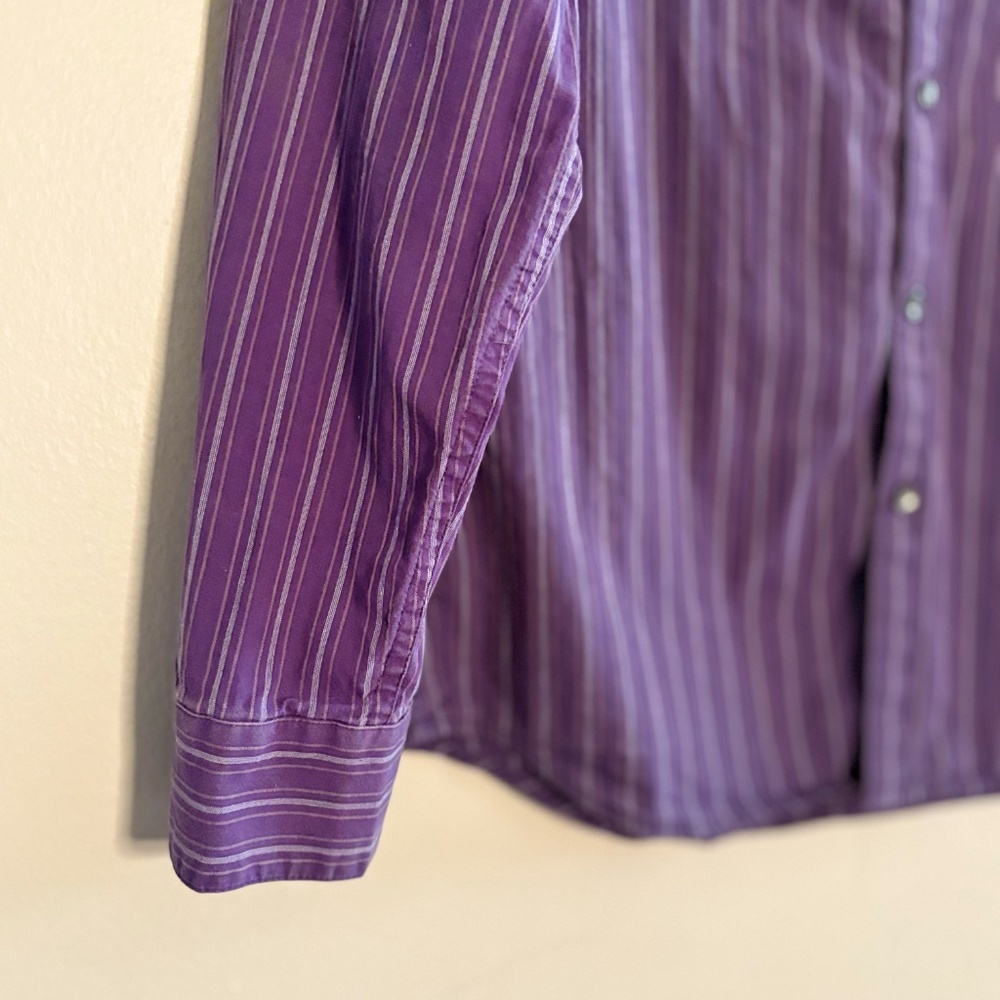 Vintage DKNY Two-Tone Purple Pinstripe Dress Shirt – Size Small, 15" Neck EUC - Picture 6 of 11